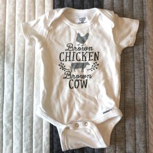 Brown chicken brown cow onesie 3-6m
